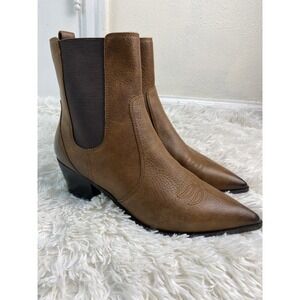 PAIGE Women's 9.5 Brown Pointed Toe Pull On Western Ankle Boots Booties
